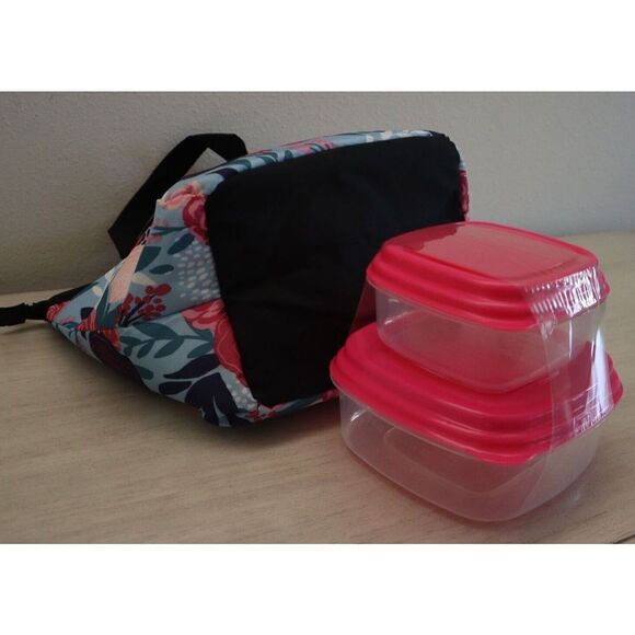 Fit & Fresh FFHT-006 Blue Lorella Posey Floral Print Hanover Lunch Tote Bag - Picture 4 of 11